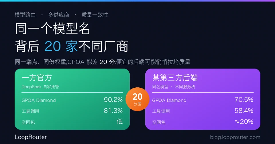 同一个模型名,背后可能是 20 家不同厂商:聚合路由的隐藏质量差,以及企业该怎么治理